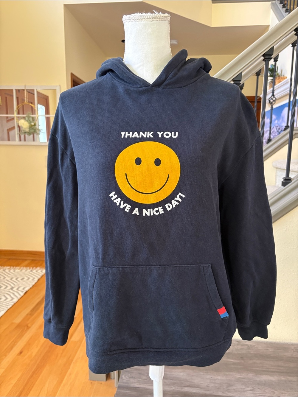 KULE Takeout Graphic Navy Blue Hooded Sweatshirt  Size XS